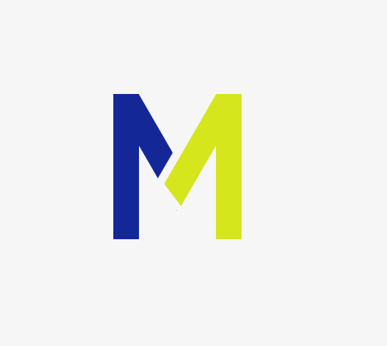 黄蓝色艺术英文字母m