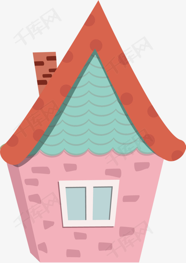 红色卡通欧式屋顶素材