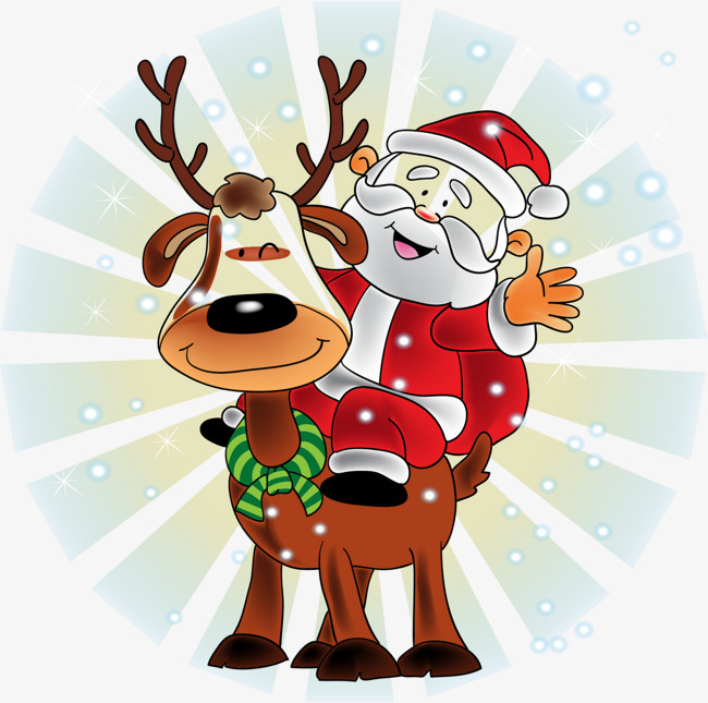 圣诞节骑着麋鹿的圣诞老人png素材下载_高清图片png