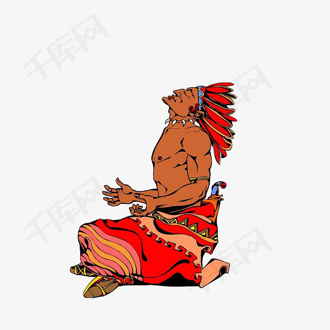 卡通仰天祈祷的男子素材
