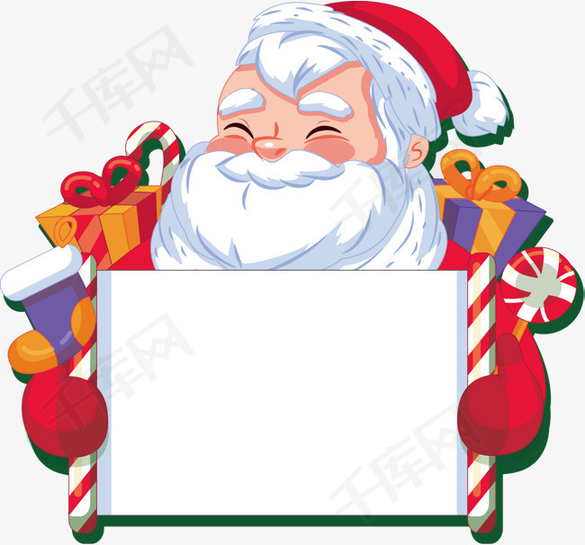 矢量图手拿条幅的圣诞老人素材图片免费下载_高清psd