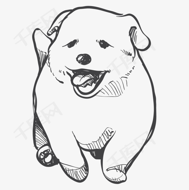 走路的白色卡通小狗素材图片免费下载_高清png_千库网