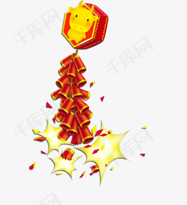 免抠春节放红色鞭炮