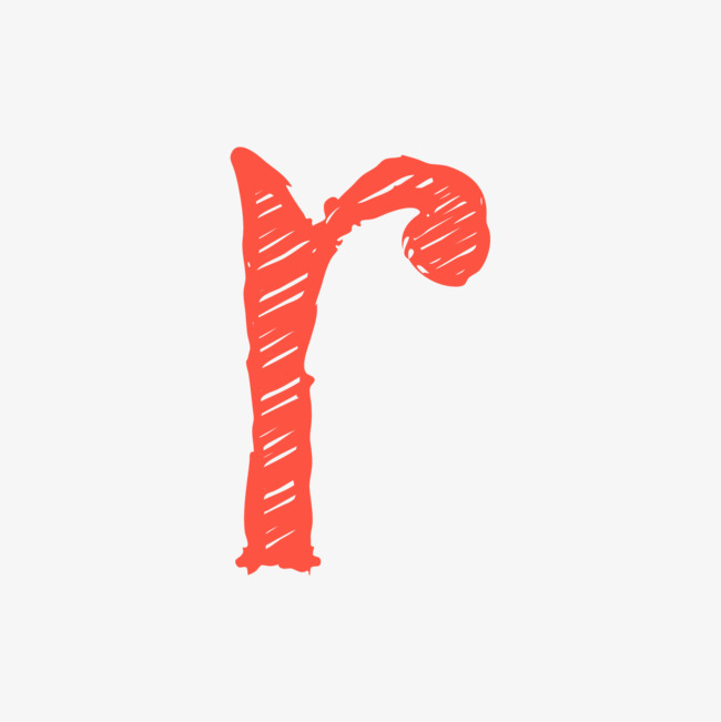 手绘红色小写字母r