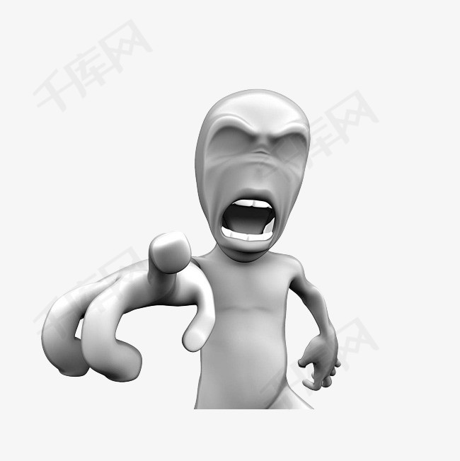 立体手指对方呐喊咆哮的小人素材