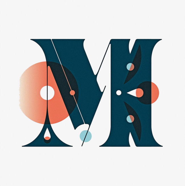 创意手绘英文字母m_艺术字设计_千库网
