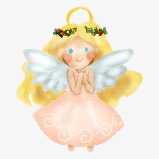 卡通水彩天使女孩素材图片免费下载_高清png