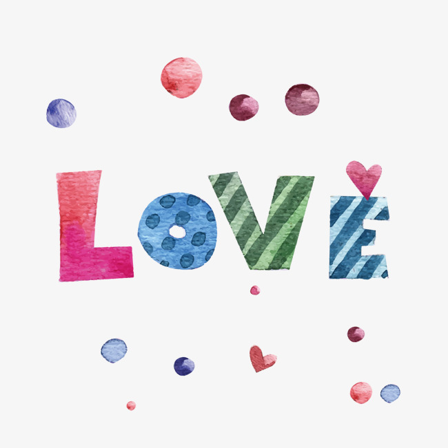 水彩绘love艺术字