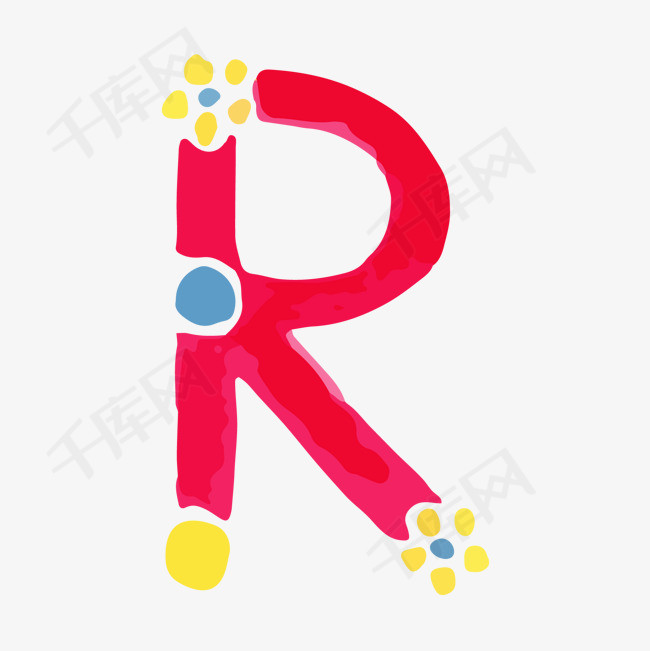 创意卡通装饰英文字母手绘字母r