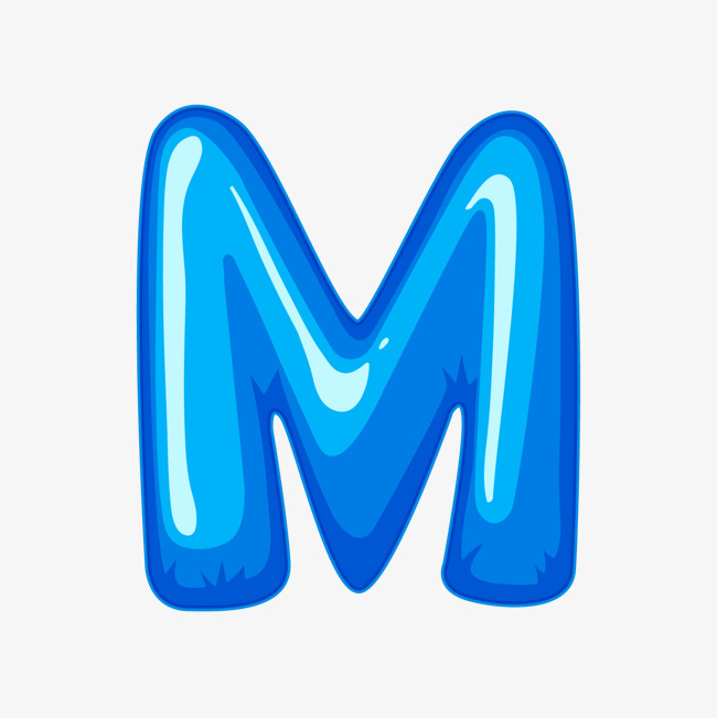 水彩蓝色英文字母m