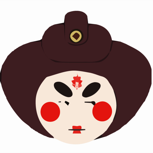 手绘卡通唐代仕女头像免抠