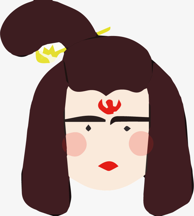 手绘卡通唐代仕女头像免抠