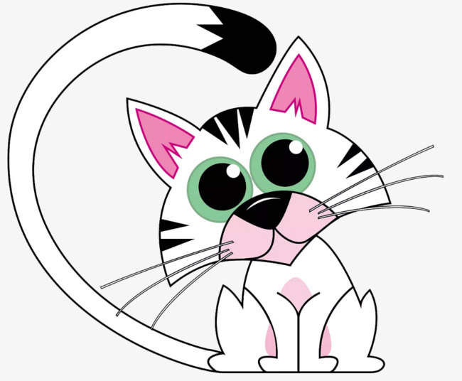 胡子翘起的长尾巴小猫咪