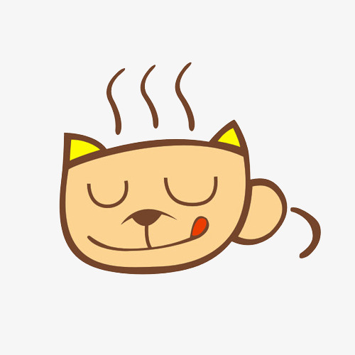 可爱卡通风格小猫装饰咖啡标志图案