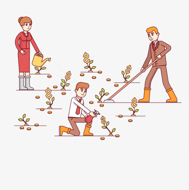 卡通打理植物的人免抠图