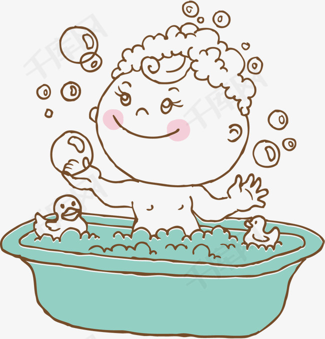 洗澡的可爱婴儿免抠图素材图片免费下载_高清png_千库