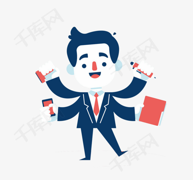 卡通忙碌的男人免抠图