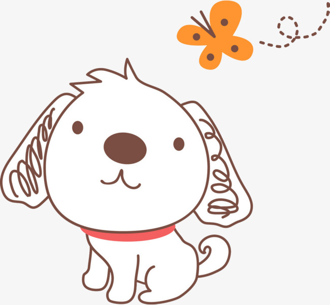 卡通可爱的小狗免抠图卡通呆萌的插图动物宠物蝴蝶