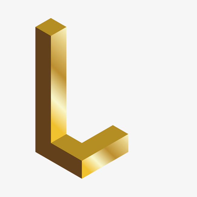 金色立体英文字母l
