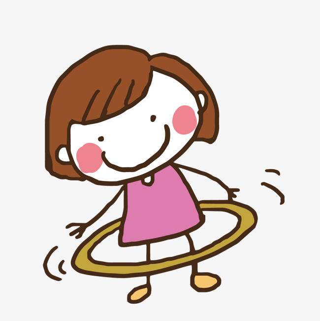 卡通转呼啦圈的小女孩