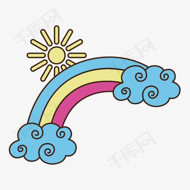 彩虹黄色太阳发光 祥云