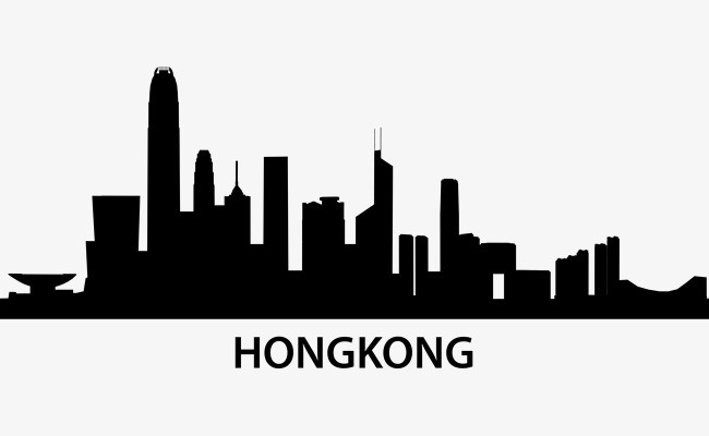 手绘世界著名城市香港建筑轮廓