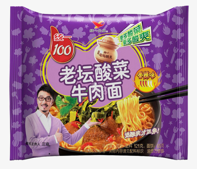 统一一百香辣味老坛酸菜牛肉面