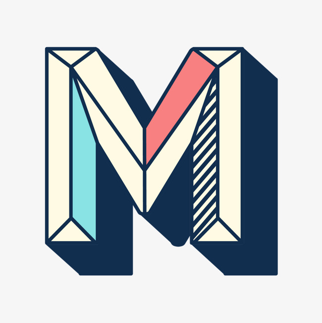 手绘立体英文字母m装饰