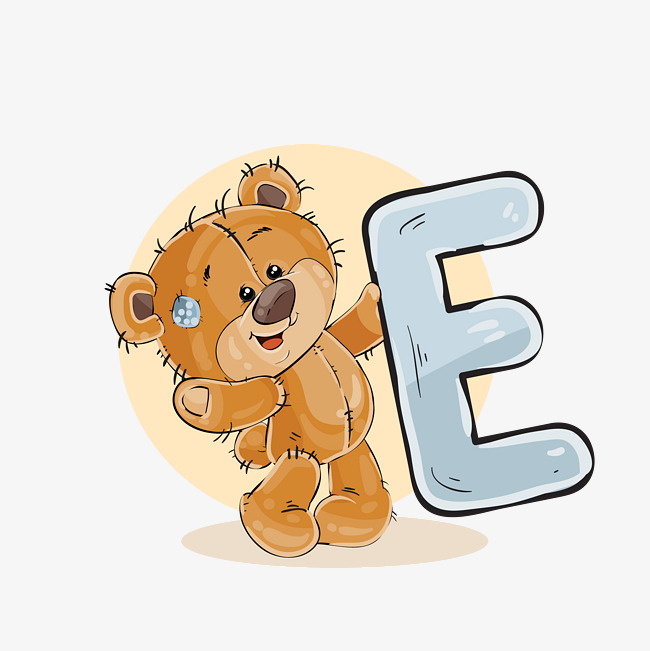卡通手绘可爱的小熊字母e_艺术字设计_千库网