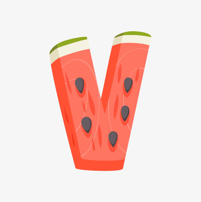 卡通手绘英文字母v