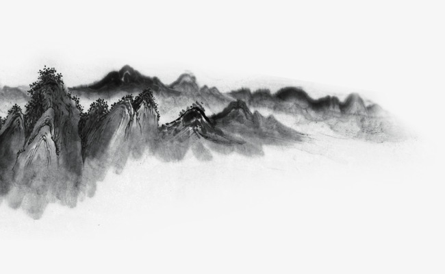 中国风水墨山水画免抠素材