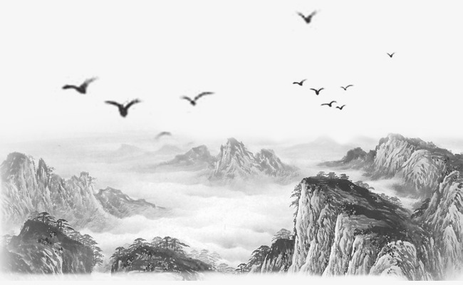 中国风山水墨画素材免抠图