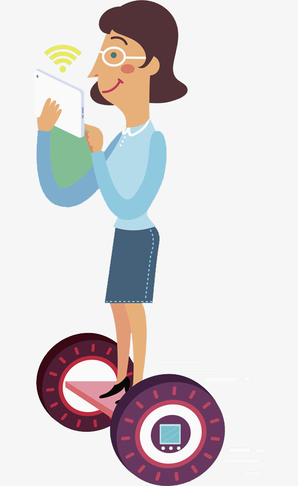 卡通骑电动车的女人免抠图素材图片免费下载_