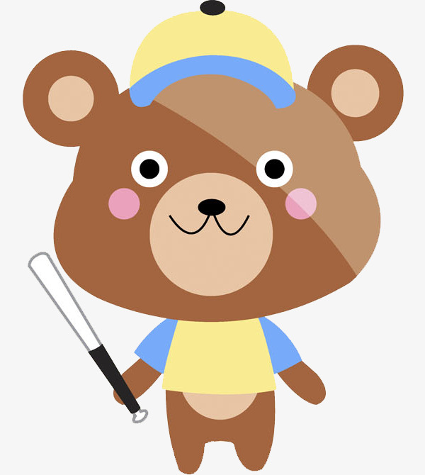 卡通拿着棒球棒的小熊免抠图