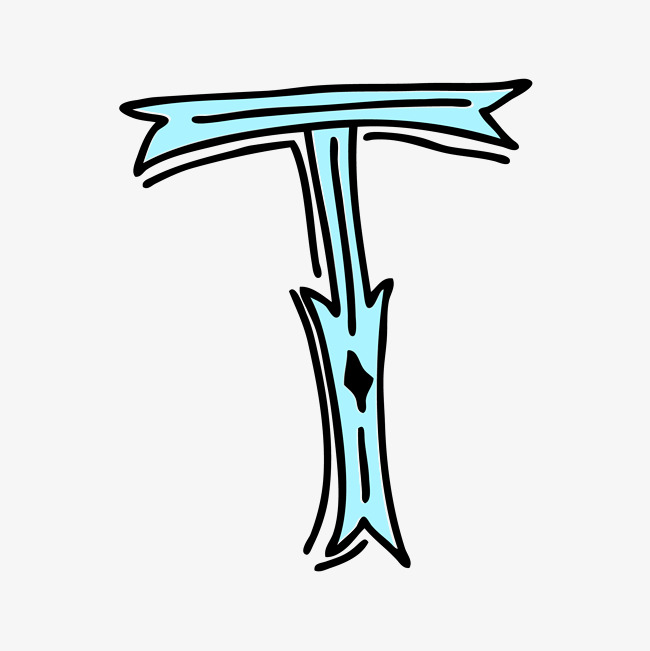 创意蓝色水彩字母t