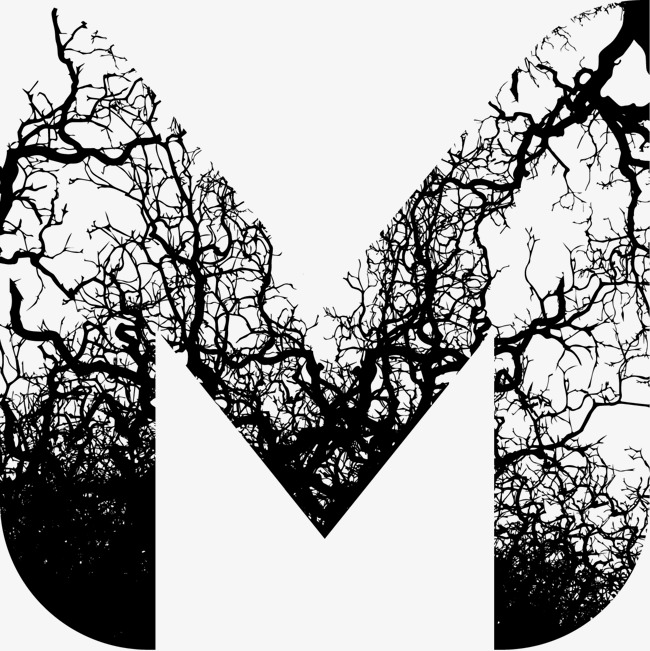 创意枯树藤条字母m