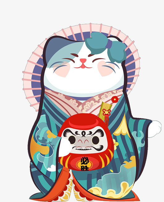 卡通手绘美丽的猫咪