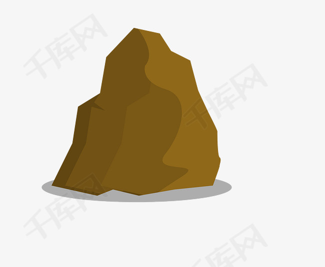 手绘卡通棕色假山石头