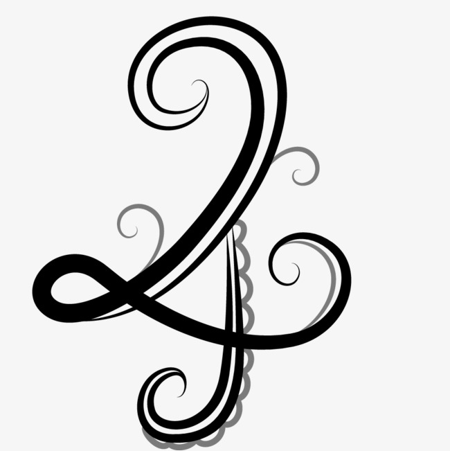 水墨藤条花纹数字4