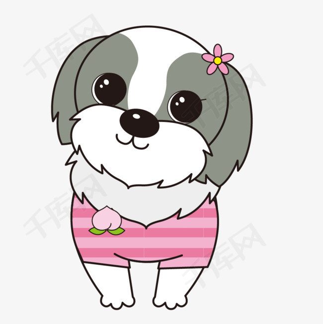穿衣服的卡通可爱小狗