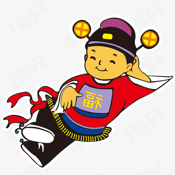 卡通可爱新年财神爷