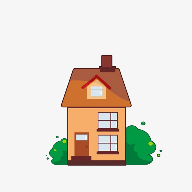 卡通两层房屋建筑物素材空房子两层建筑物卡通房子绿色植被