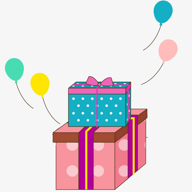 卡通礼物和气球免抠图