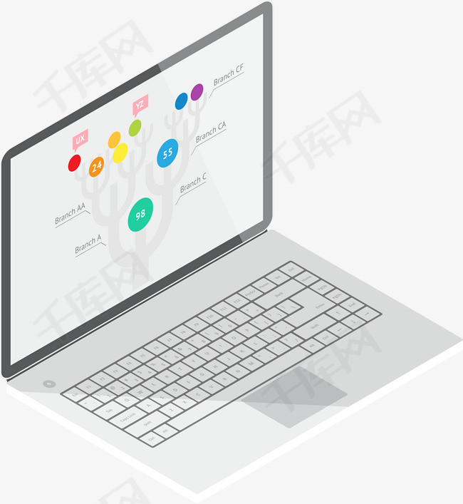 卡通手绘笔记本电脑