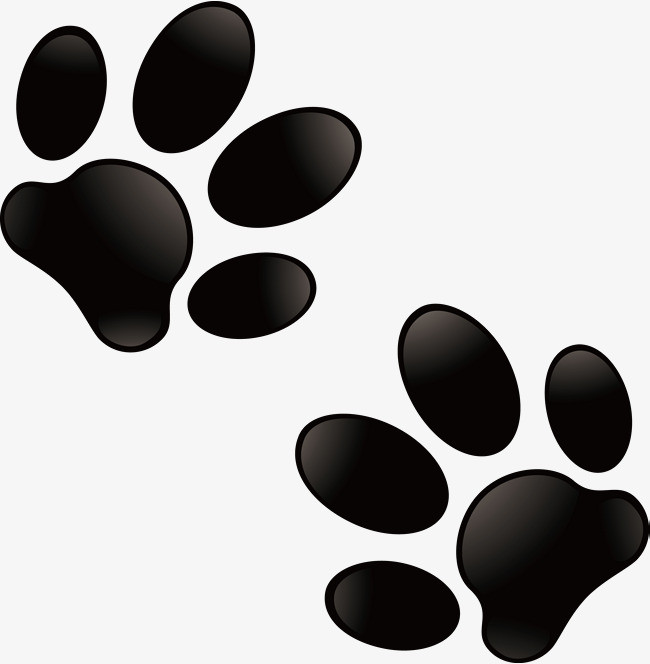 卡通黑色的猫爪印矢量图