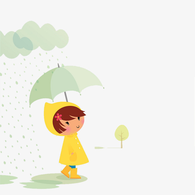可爱卡通插图下雨天撑伞的小女孩素材图片免费t颜色配什么女生黑色恤图片