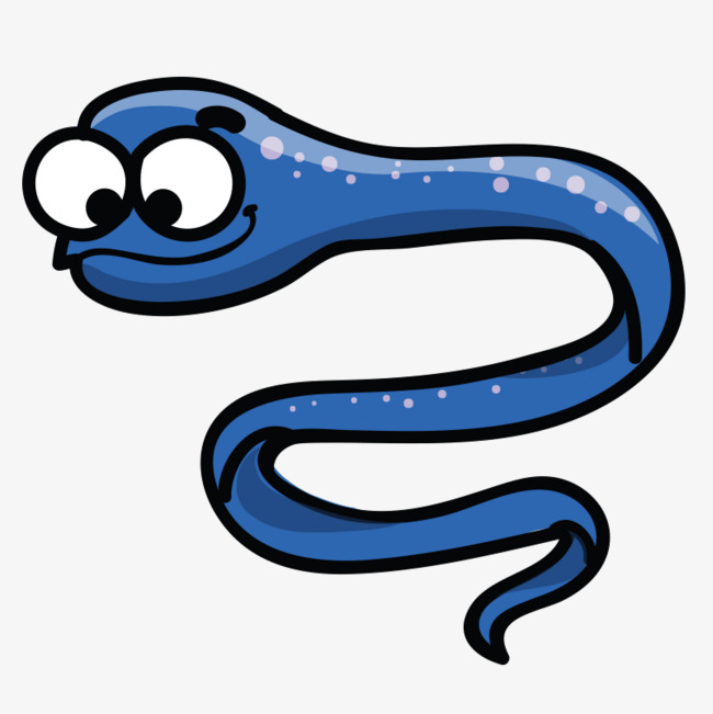 蓝色海蛇海蛇超萌卡通手绘q版动物免抠下载