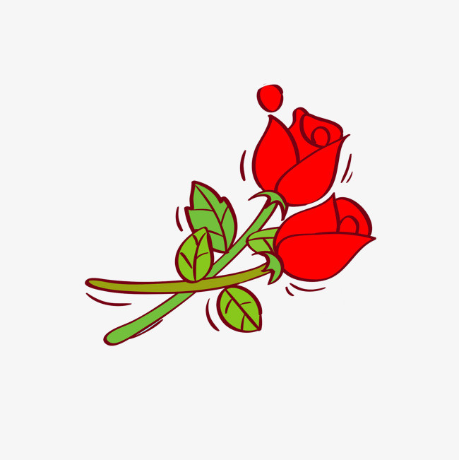 卡通两只玫瑰花免抠图png素材下载_高清图片png格式