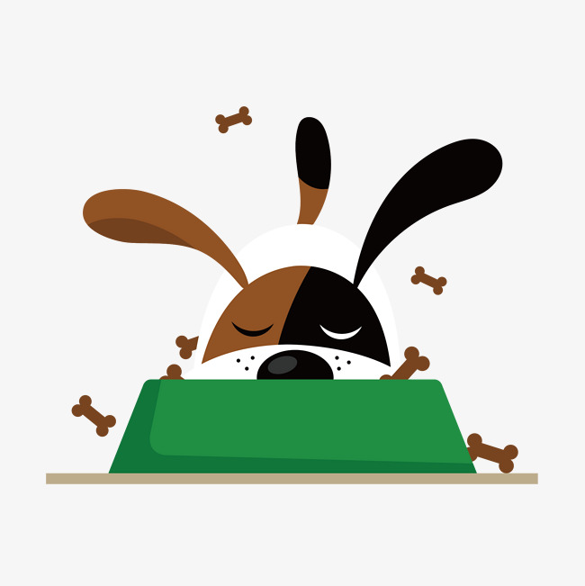 卡通可爱扁平化动物小狗吃饭素材图片免费下载