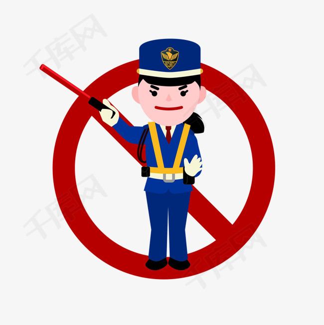 禁止通行女警察简图女警察交通警察指挥交通图标禁止通行卡通